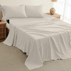 DREAMCARE California King Sheet Sets - Cooling Bed Sheets - 4pcs Set - up to 15" Deep Pocket Cal King Sheets - California King Sheets - Soft & Lasting 100% Brushed Polyester with Side Pocket - Ivory