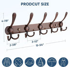 TICONN Wall Mounted Coat Rack, Five Heavy Duty Tri Hooks All Metal Construction for Jacket Coat Hat in Mudroom Entryway (Antique Bronze, 2-Pack)
