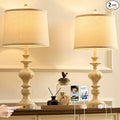 27.5" Farmhouse Table Lamps Set of 2 Bedside Nightstand Lamp with USB C+A Ports & AC Outlet, 3 Way Dimmable Touch Lamps for Bedroom Living Room Office Hallway Rustic Traditional Lamp