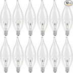 12-Pack E12 Candle Light Bulbs 25W Warm White 2500K, 240 Lumen Dimmable Chandelier Light Bulbs for Ceiling Fan, Pendants or Outdoor, CA10 Clear Candelabra Base Bulbs