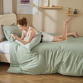 Litanika Twin XL Comforter Set Sage Green, 2 Pieces Comforter Sets Soft Down Alternative Comforter All Season Quilt Blanket (66x90In Comforter & 1 Pillowcase)