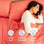 Split King 7 Piece Sheet Set - Cooling & Breathable Bed Sheets - Hotel Luxury Bed Sheets for Women, Men, Kids & Teens - Deep Pocket Bedding w/ Easy Fit - Soft & Wrinkle Free - Split King Coral Sheets