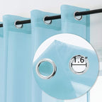 DUALIFE Sky Blue Voile Sheer Curtains Grommet,Look Semi Sheer Windows Panels,Elegant Solid Color Touch Soft Drapes, 52X96 Inch for Living Room Bedroom,Set of 2 Panels