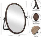 Generic Vanity Table Makeup Mirror-Desk Small Standing Vintage Mirrors 360° Adjustable Rotation, Bronze Wood Framed for Dressing Table,Bedroom, Bathroom,Tabletop,Antique,Desktop 11.8'' x 7.8''