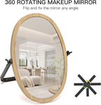 Generic Vanity Makeup Table Mirror - Desk Mirrors 360 Adjustable Rotation,Wood Framed Small Standing Mirror for Bedroom,Tabletop,Office,Antique,Dresser,Countertop 11.8'' x 7.8''