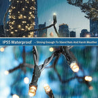 105FT 300LEDs Christmas Lights Outdoor Indoor 8 Modes for Christmas Tree Party Decoration, 100% UL Listed (Warm White)