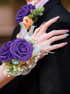 MACTING 60PCS Artificial Rose Flowers Real Touch Foam Flowers with Stem Fake Purple Roses for DIY Wedding Bouquet Table Centerpieces Party Holiday Home Indoor Outdoor Spring Mothers Day Decorations