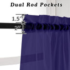 OVZME 2 Panels Purple Sheer Valance - Short Sheer Curtain Valances for Windows Basement Semi Sheer Valances for Kitchen Window Dressing with Dual Rod Pocket (Purple, 42 by 14 Inches Long)