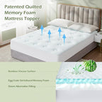 Hansleep California King Mattress Topper Viscose Derived from Bamboo, Memory Foam Pillow Top Mattress Topper Cal King with Deep Pocket, Breathable Mattress Pad for Back Pain Relief, 72" x 84", White