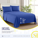 Twin XL Sheets - Breathable Luxury Sheets with Full Elastic & Secure Corner Straps Built In - 1800 Supreme Collection Extra Soft Deep Pocket Bedding Set, Sheet Set, Twin XL, Royal Blue