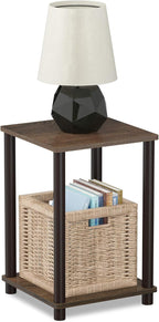 FURINNO Turn-N-Tube Haydn 2-Pack End Table, Walnut/Brown