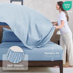 HEVUMYI Light Blue Queen Comforter Set - 7-Piece All Season Bed in a Bag Queen, Ultra Soft Bedding Set with Comforter, Flat Sheet, Fitted Sheet, Pillowcases, Pillow Shams