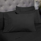 Sweet Home Collection 6 Piece 1500 Supreme Collection Brushed Microfiber Deep Pocket Sheet Set-2 Extra Pillow Cases, Great Value, Split King, Black