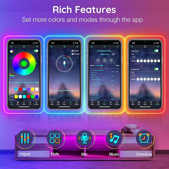 AILBTON 16.4Ft Neon Rope Lights,Flexible Led Rope Lights Control with App/Remote,Multiple Modes Rope Lights,IP65 Outdoor RGB Led Neons Lights,Music Sync Gaming Led Neon Light Strip for Bedroom Decor