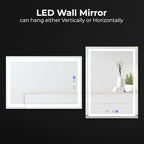 Fab Glass and Mirror LED Mirror 28x36 Inches, Led Bathroom Mirror with Lights Front and Backlit Anti-Fog Memory Brightness, Three Color Options Frameless Wall Mounted Bathroom Vanity Mirror