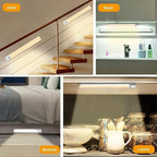 Under Cabinet Lighting 4 Inches Rechargeable Motion Sensor Light Indoor, 3 Color Dimmable Closet Light Battery Operated, USB Stick on LED Magnetic Under Counter Lights for Kitchen Stair,12 Packs