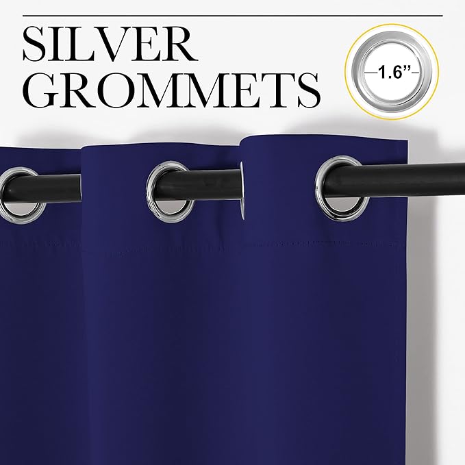 NICETOWN Blackout Draperies Curtains, All Season Thermal Insulated Solid Grommet Top Blackout Curtains/Drapes for Kid's Room (Royal Blue, 1 Pair, 55 x 68 inches)