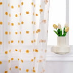 MYSKY HOME Large Pom Pom White Sheer Curtains for Living Room - 108 Inch Burnt Orange - Extra Long Light Filtering Rod Pocket Window Panels - 52 x 108 inch - 2 Pieces