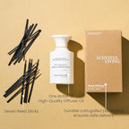 M&SENSE Minimalist Large Reed Diffuser 300ml, Vanilla Sandalwood Scented with Natural Essential Oils, Long Lasting with 7 Sticks, Non-Toxic Home Fragrance for Bedroom, Bathroom Decor
