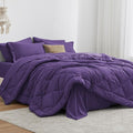 Love's cabin King Size Comforter Set Purple, 7 Pieces King Bed in a Bag, All Season Bedding Sets with 1 Comforter, 1 Flat Sheet, 1 Fitted Sheet, 2 Pillowcase and 2 Pillow Sham
