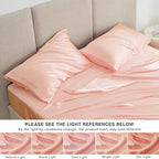 Love's cabin Twin Satin Sheets Sets - 3 Piece Coral Silky Bed Sheets with Deep Pockets, Luxury Silk Feel Satin Twin Size Sheet Set Bedding Set (1 Flat Sheet,1 Fitted Sheet,1 Pillow case)