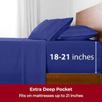 Mellanni Extra Deep California King Sheets - 4 PC Iconic Collection Bedding - Hotel Luxury, Ultra Soft, Cooling Bed Sheets - Wrinkle, Fade, Stain Resistant (Cal King, Royal Blue)
