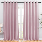 NICETOWN Baby Pink Sliding Door Curtains 2 Panels Set 118 inches Long, Grommet Thermal Room Darkening Curtains Privacy Room Divider Sound Reducing for Bedroom/Living Room, W66 x L118