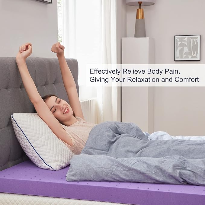 SINWEEK 3 Inch Gel Memory Foam Mattress Topper Ventilated Soft Pressure Relieve Mattress Pad, Breathable Bed Topper, CertiPUR-US Certified, Queen Size