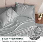 Love's cabin Full Size Satin Sheet Sets - 4 Piece Silver Silky Sheet Set with Deep Pocket, Luxury Silk Feel Satin Sheets Full Bedding Set (1 Flat Sheet,1 Fitted Sheet,2 Pillow Cases)