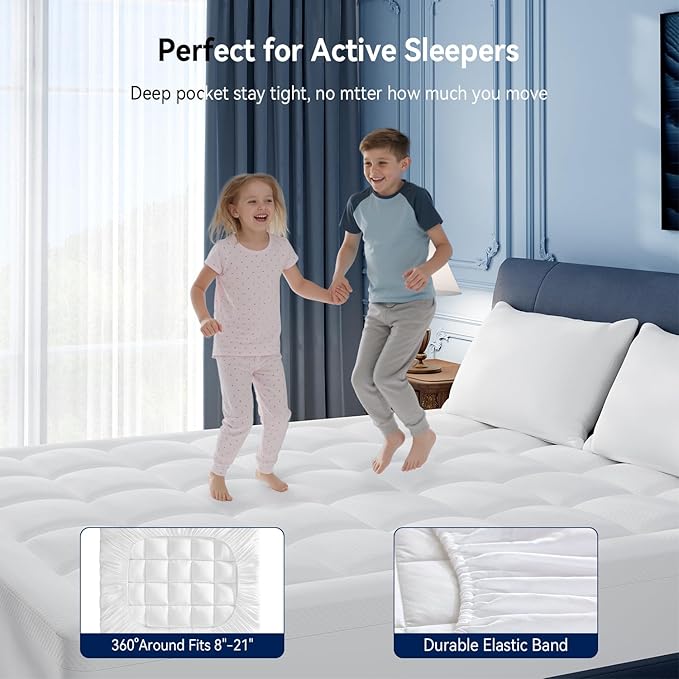 ELEMUSE Full Size Dual Layer 3 Inch Memory Foam Mattress Topper, 2 Inch Cooling High Density Memory Foam Bed Pad and 1 Inch Plush Feel Pillow Top Mattress Topper Cover for Back Pain Relief