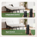 Marsail MS01-1 Split King Adjustable Bed Frame with Massage + 10-inch Gel Memory Foam Mattress, Adjustable Bed Base with Under-Bed Nightlight, Wireless Control Massage Adjustable Bed, Split King