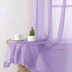 Aiyufeng Light Purple Sheer Curtain Panels Pair Sold 45 Inch Length, Light Filtering Window Curtain Drapes Treatment for Kitchen, Bedroom/Children Room, Voile Top Dual Rod Pocket, 2 Pack of 42 x 45"
