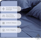 Linen Home 100% Cotton Percale Sheets California King Size,Dark Blue, Deep Pocket, 4 Pieces Set - 1 Flat, 1 Deep Pocket Fitted Sheet and 2 Pillowcases, Crisp Cool and Strong Bed Linen