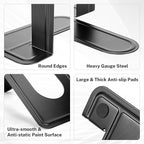 MaxGear Book Ends Universal Premium Bookends for Shelves, Non-Skid Bookend, Heavy Duty Metal Book Stopper for Books/Movies/CDs/Video Games, 6 x 4.6 x 6 in, Black, 3 Pairs/6 Pieces, Large