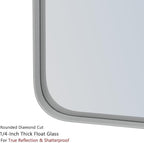 VocalStar 18 x 26 Inch Silver Bathroom Mirror for Wall, Metal Framed Rounded Rectangle Vanity Mirror Modern Farmhouse, 1/4-inch Shatterproof Glass | Ultra-Flush Hanging
