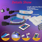 Battery Powered LED Strip Lights, Wireless RGB LED Strip Lights with 24 Keys Remote Control, 20 inch x 3 Pack for Kitchen Under Cabinet Lighting, Shelves, Under Counter, Closet, Cordless Click Light