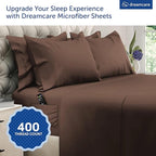 DREAMCARE Queen Sheet Set – 6 pcs Cooling Bed Sheets – up to 21” Deep Pocket Queen Sheets Set – 2500 Supreme Collection – Extra Soft 100% Brushed Microfiber Hotel Luxury with Side Pocket – Mocha Brown