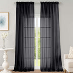 OWENIE Black Sheer Curtains 108 Inches Long for Living Room Bedroom 2 Panels Set, Lightweight Airy Black Sheer Curtain, Filmy Rod Pocket, 2 PCS, Each 59" W x 108" L