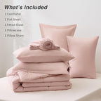 Love's cabin Twin Comforter Set Blush Pink, 5 Pieces Twin Bed in a Bag, All Season Bedding Sets with 1 Comforter, 1 Flat Sheet, 1 Fitted Sheet, 1 Pillowcase and 1 Pillow Sham