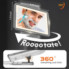 LED Fogless Shower Mirror for Shaving - Heated Fog Free, 3 Dimmable Lights, 360° Adjustable, Rechargeable - with Storage Tray, Razor & Shaving Brush Holders, Gifts for Men