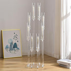 VINCIGANT 8 Arms Clear Candlesticks Holder for Wedding Decorations,Tall Arcylic Candelabra Candle Holder with Shade for Valentines Day Events Party Table Centerpiece,Fit LED Candles