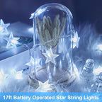 Minetom Star String Lights Battery Operated - 2 Pack 17 ft 50 LED Star Fairy String Lights with Timer, Waterproof for Indoor Bedroom Tent Loft Bed Patio Party Wedding Decor, White