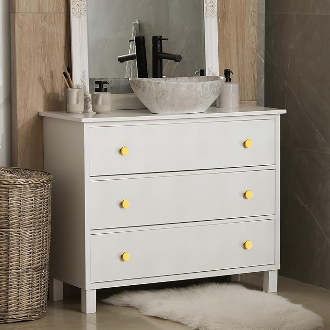 Ravinte 3 Pack Cabinet Knobs Gold Kitchen Cabinet Knobs Round Dresser Drawer Pulls Closet Door Pulls 1-1/5 Inch