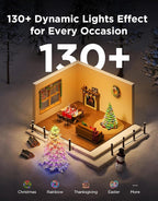 Govee Christmas Lights 2, RGBWIC 328FT 1000LEDs String Lights for Holiday Decor, Smart Indoor Outdoor LED Decoration, Shape Mapping Function, 130+ Scene Modes, APP Control, Clear Wire