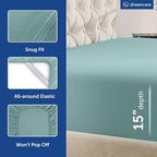 DREAMCARE King Size Sheets Set - Cooling Bed Sheets - 4pcs Set - up to 15" Deep Pocket King Sheet Set – Soft & Long Lasting Cooling - 100% Fine Brushed Microfiber with Side Pocket - Spa Blue