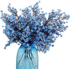 JAKY-Global Babys Breath Fabric Cloth Artificial Flowers 6 Bundle European Fake Silk Plants Decor Wedding Party Decoration Bouquets Real Touch DIY Home Garden(Blue)