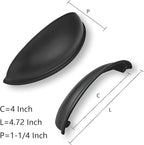khtumeware 2 Pack 4" Drawer Pulls Matte Black Cabinet Cup Pulls Kitchen Hardware Cabinet Handles Drawer Handles Knobs 4 inch Hole Center