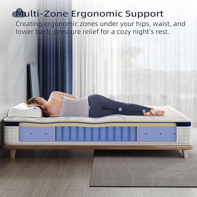 King Mattress 14 Inch - Hybrid Mattress Bed in a Box, Medium Firm Support, Pressure & Pain Relief for All Sleepers, CertiPUR-US Certified, Fiberglass-free, Reinforced Edge Support, Motion Isolation
