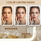 Vanity Mirror with Lights - Rechargeable Lighted Makeup Mirror | 1X/3X/5X Magnification, Smart Touch, 3 Colors Dimmable | Portable Trifold Mirror for Travel for Women and Girls