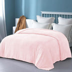 Exclusivo Mezcla Fleece King Size Blanket for Bed, 90x104 Inches Soft Cozy Jacquard Flannel Blankets, Lightweight Fuzzy Plush Warm for Winter, Light Pink